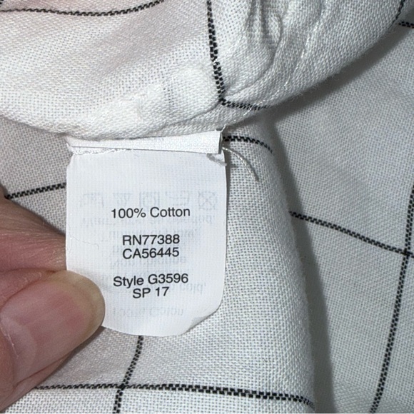 Madewell White Windowpane Grid Cotton Button Front Blouse Large - Picture 6 of 8